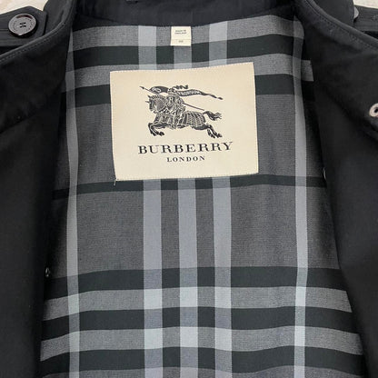 Burberry London Black and Grey Nova Check Double Breasted Belted Trench Coat