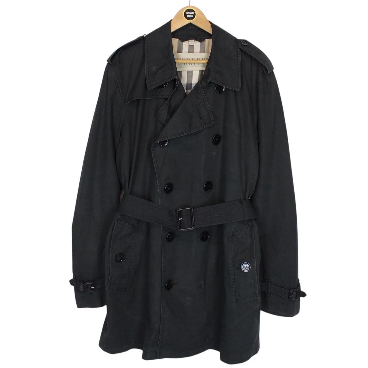Burberry Brit Black Nova Check Double Breasted Belted Trench Coat