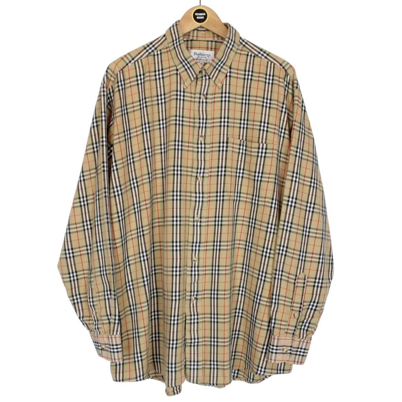 Vintage 90s Burberry Beige Nova Check Cotton Long Sleeve Shirt