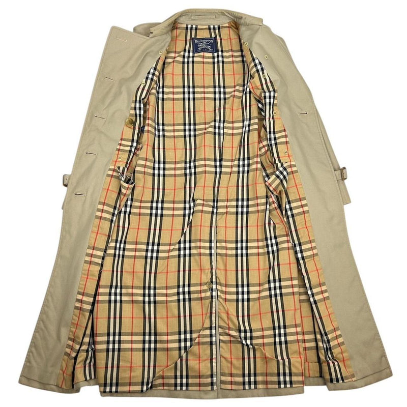 Vintage 90s Burberry Beige Double Breasted Belted Trench Coat
