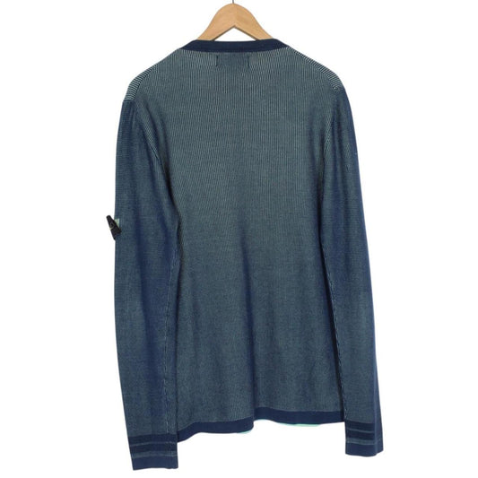Stone Island SS 2018 Blue Bicolour Cotton Knit Jumper