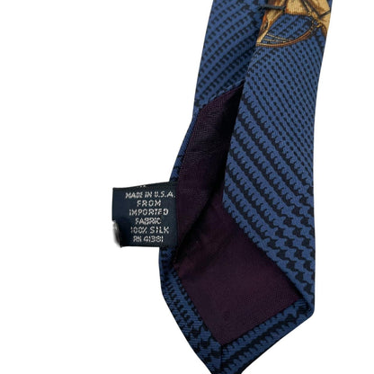 Vintage Polo Ralph Lauren Navy Blue Equestrian Print Silk Tie