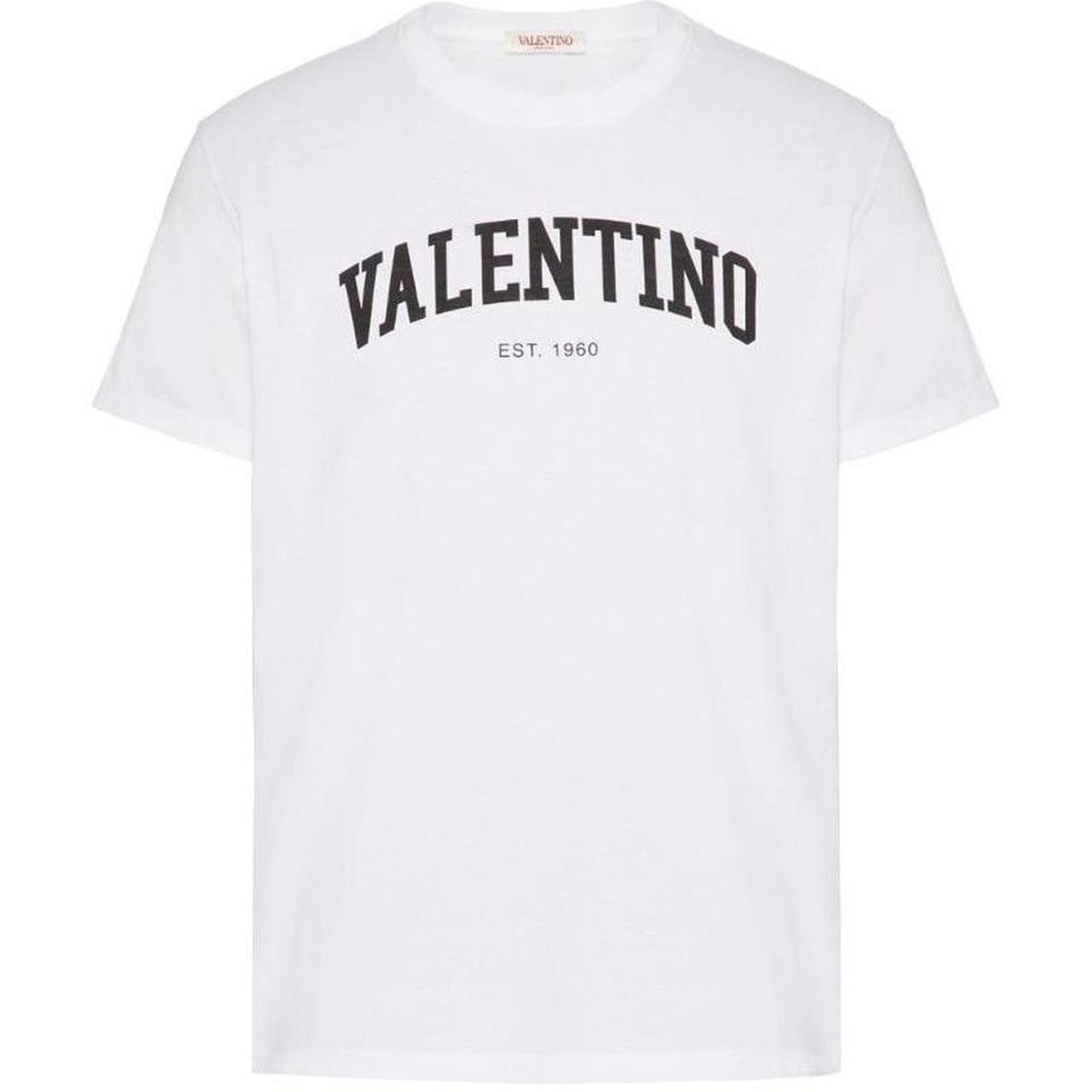 Valentino Garavani White and Black College Logo Short Sleeve T-Shirt