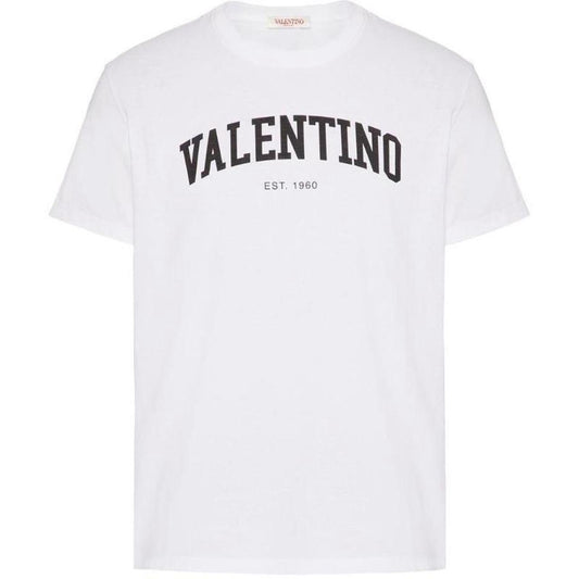 Valentino Garavani White and Black College Logo Short Sleeve T-Shirt