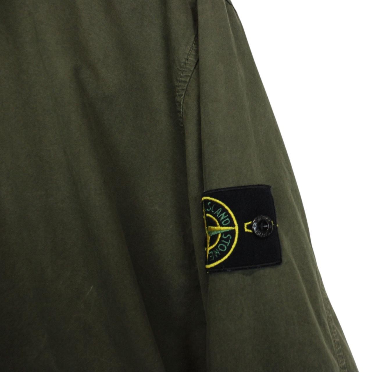 Stone Island AW 2023 Green 1/4 Zip Cotton Hooded Smock Jacket