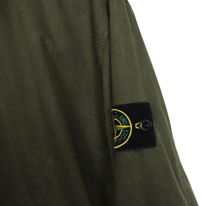 Stone Island AW 2023 Green 1/4 Zip Cotton Hooded Smock Jacket
