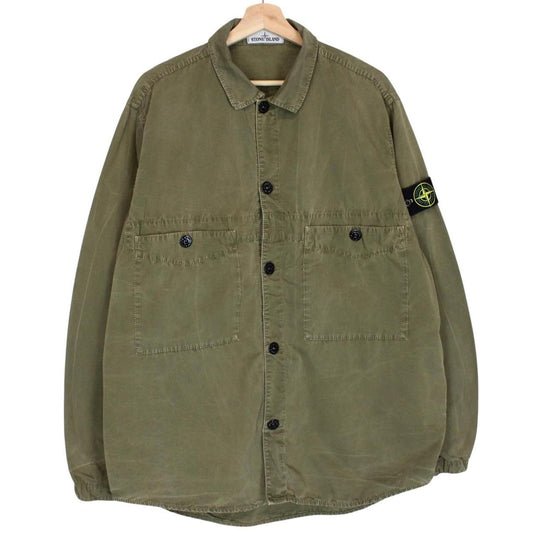 Stone Island SS 2021 Khaki Green Cotton Overshirt Jacket