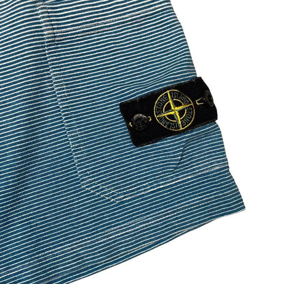 Stone Island SS 2019 Blue and White Striped Cotton Jogger Shorts