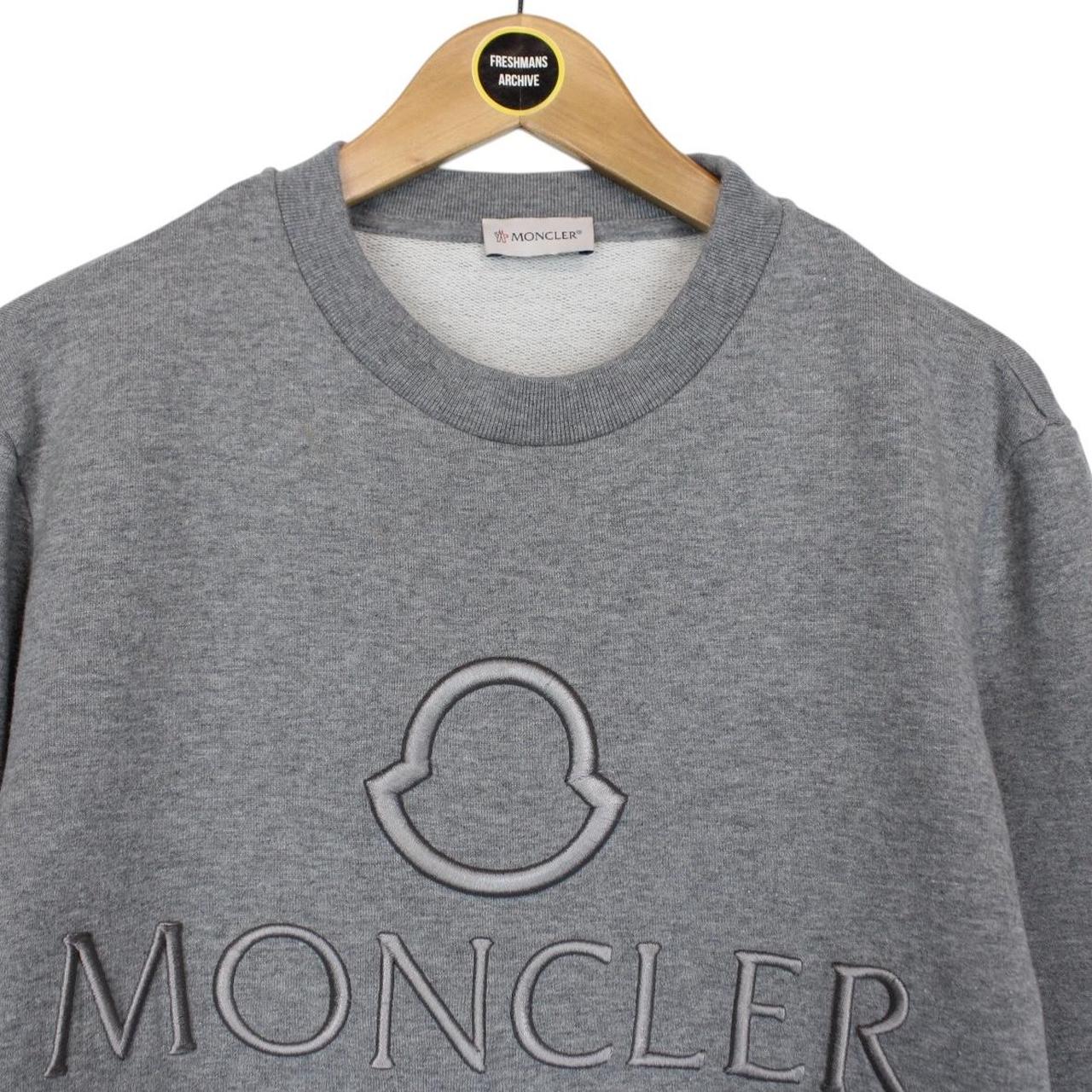 Moncler Grey Cotton Logo Embroidered Sweatshirt Jumper
