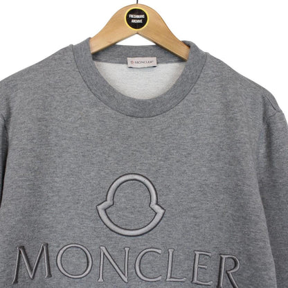 Moncler Grey Cotton Logo Embroidered Sweatshirt Jumper