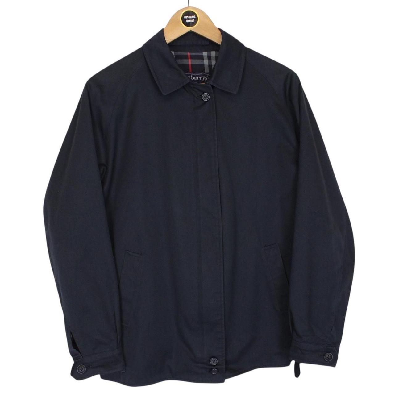 Vintage 90s Burberry Navy Blue Nova Check Full Zip Harrington Jacket