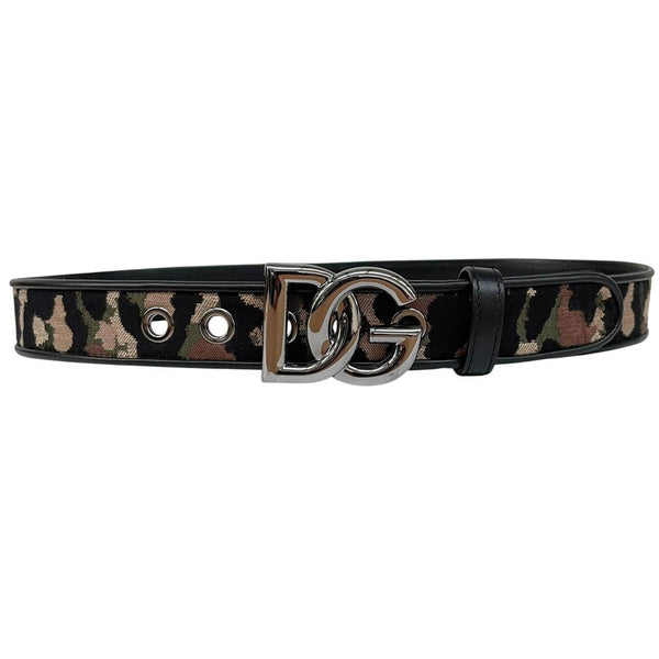 Dolce & Gabbana Multicoloured Leather and Canvas Camoflauge Belt