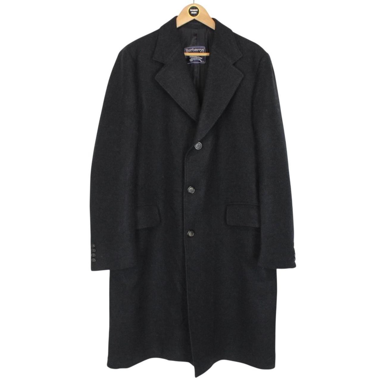 Vintage 90s Burberry Dark Grey Wool Overcoat