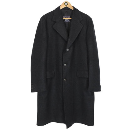 Vintage 90s Burberry Dark Grey Wool Overcoat