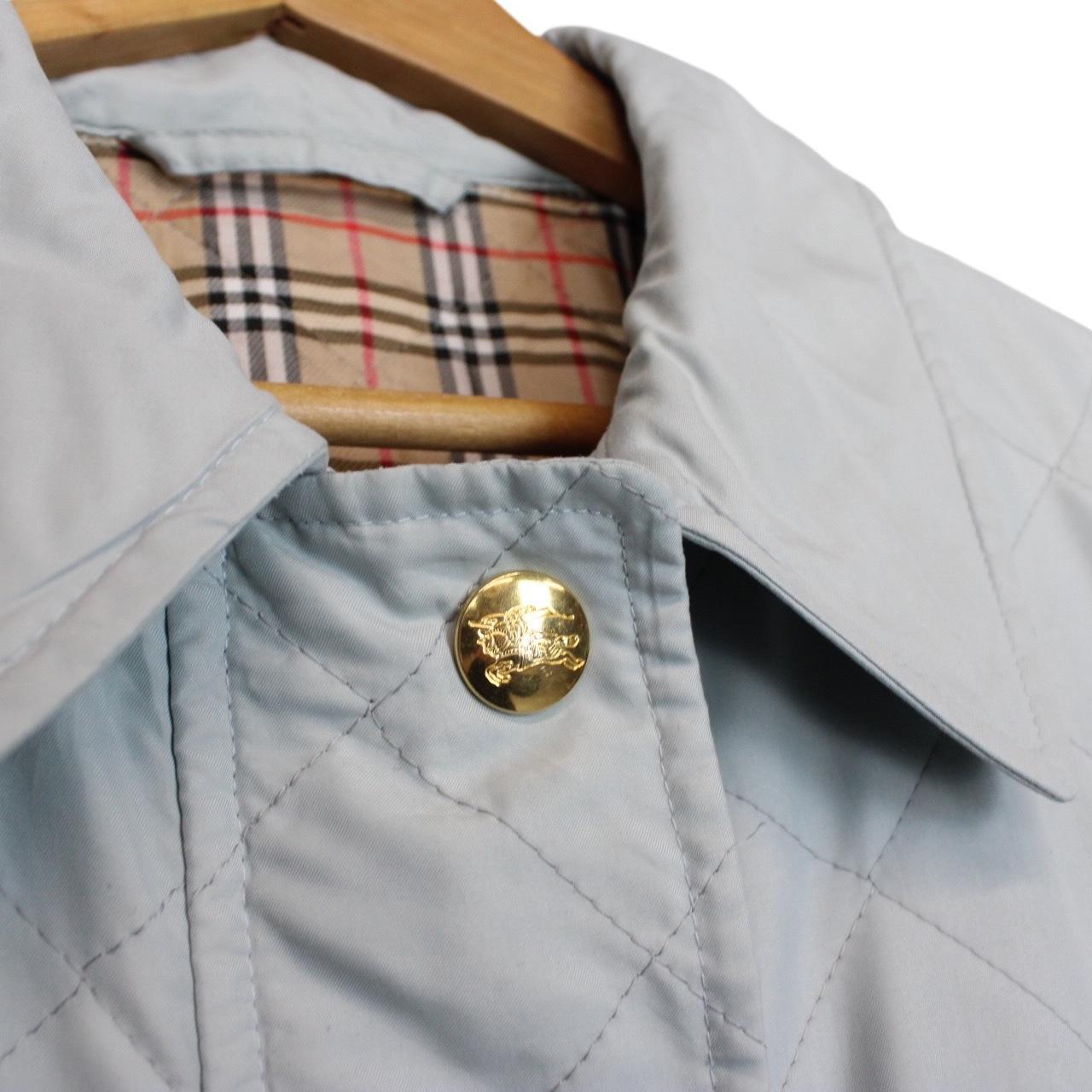 Vintage 90s Burberry Light Blue Nova Check Diamond Quilted Jacket