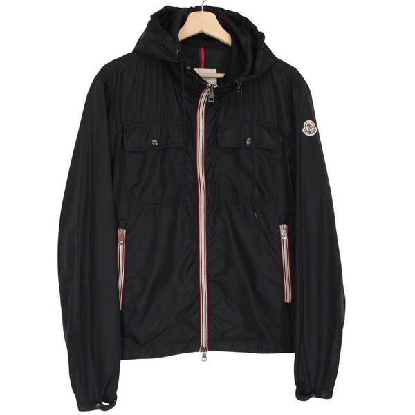 Moncler Lyon Black Full Zip Nylon Hooded Windbreaker Jacket