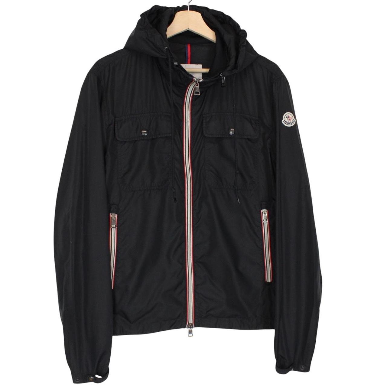 Moncler Lyon Black Full Zip Nylon Hooded Windbreaker Jacket