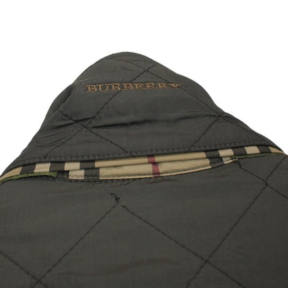 Burberry khaki green quilted field jacket with Nova Check pattern and logo details.