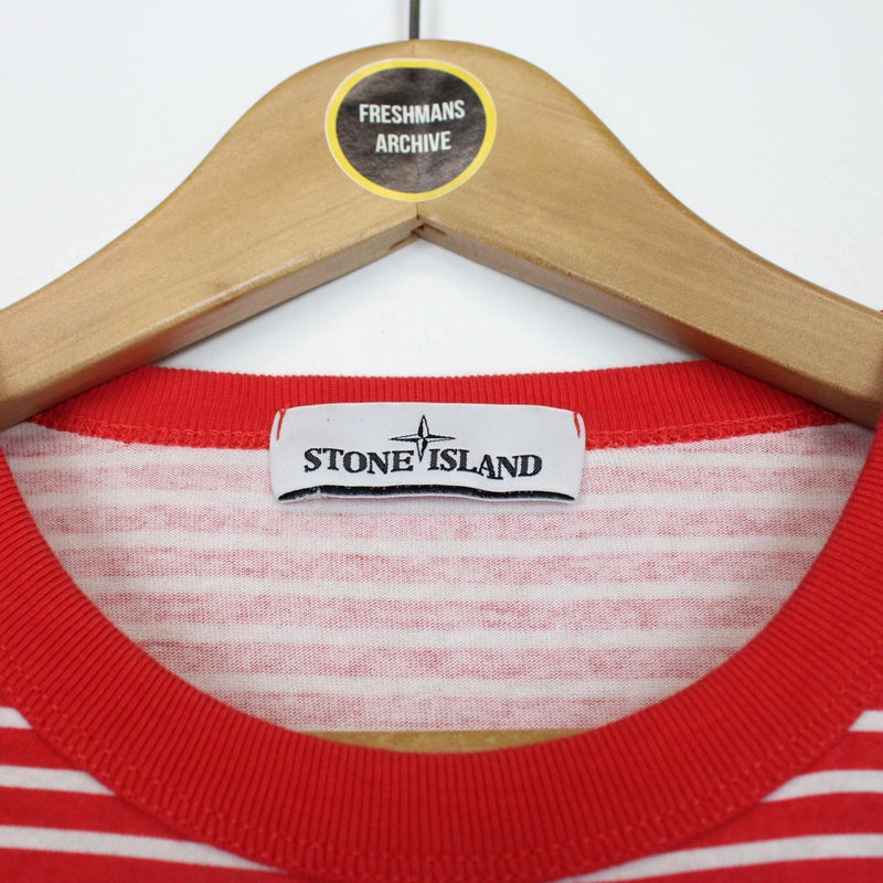 Stone Island Marina SS 2019 Red and White Long Sleeve T-Shirt