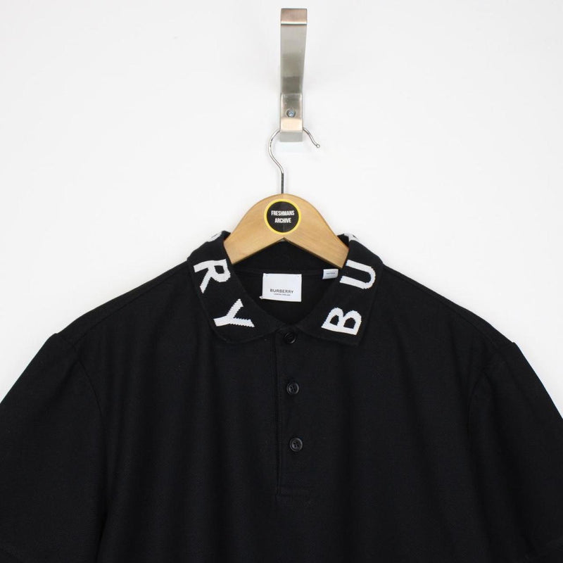 Burberry Ryland Black and White Short Sleeve Cotton Polo Shirt