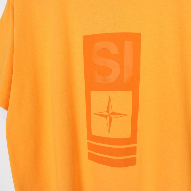 Stone Island SS 2023 Orange Abbreviation One Print Short Sleeve Cotton T-Shirt