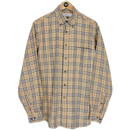 Vintage 90s Burberry Tan Brown Nova Check Long Sleeve Shirt