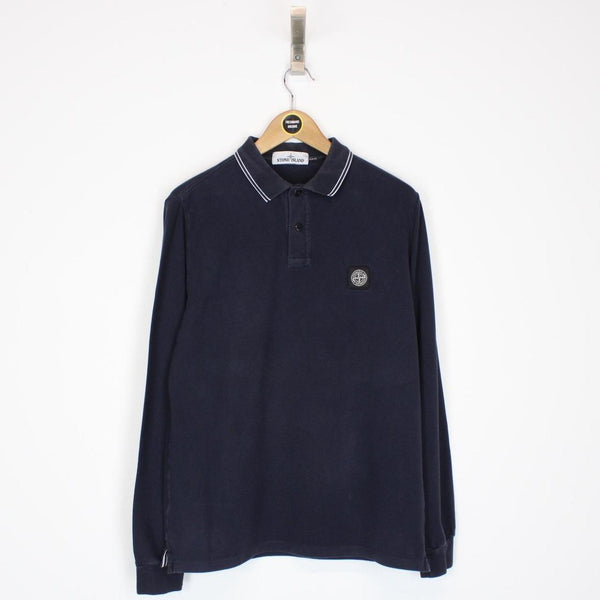 Stone Island AW 2014 Navy Blue Long Sleeve Compass Polo Shirt