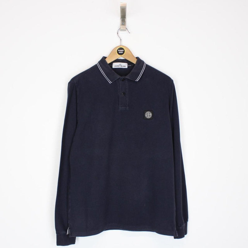 Stone Island AW 2014 Navy Blue Long Sleeve Compass Polo Shirt