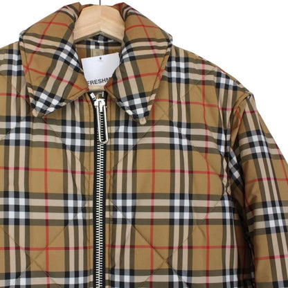 Burberry Tan Brown Knowstone Nova Check Full Zip Quilted Jacket