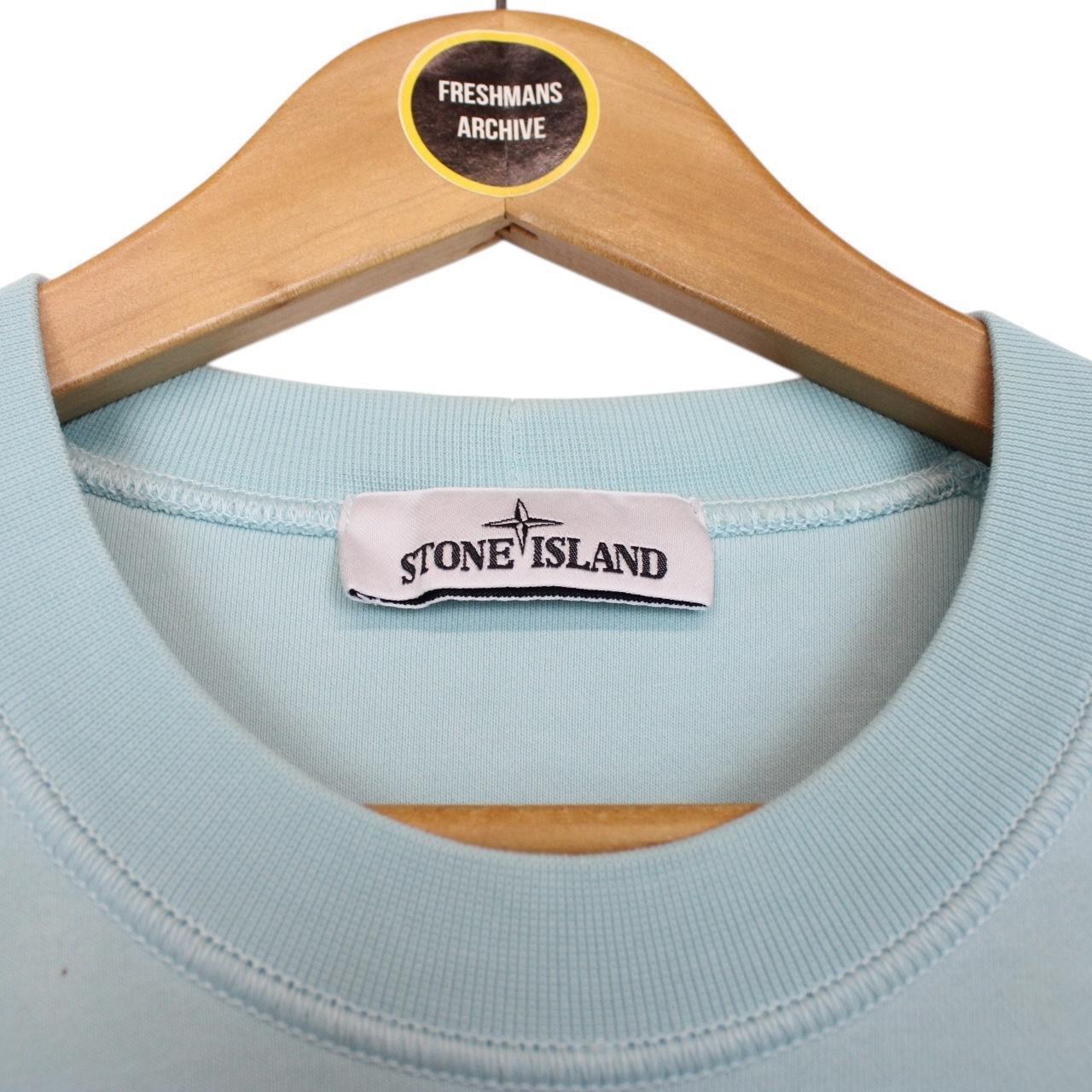 Stone Island SS 2022 Light Blue Cotton Sweatshirt Jumper