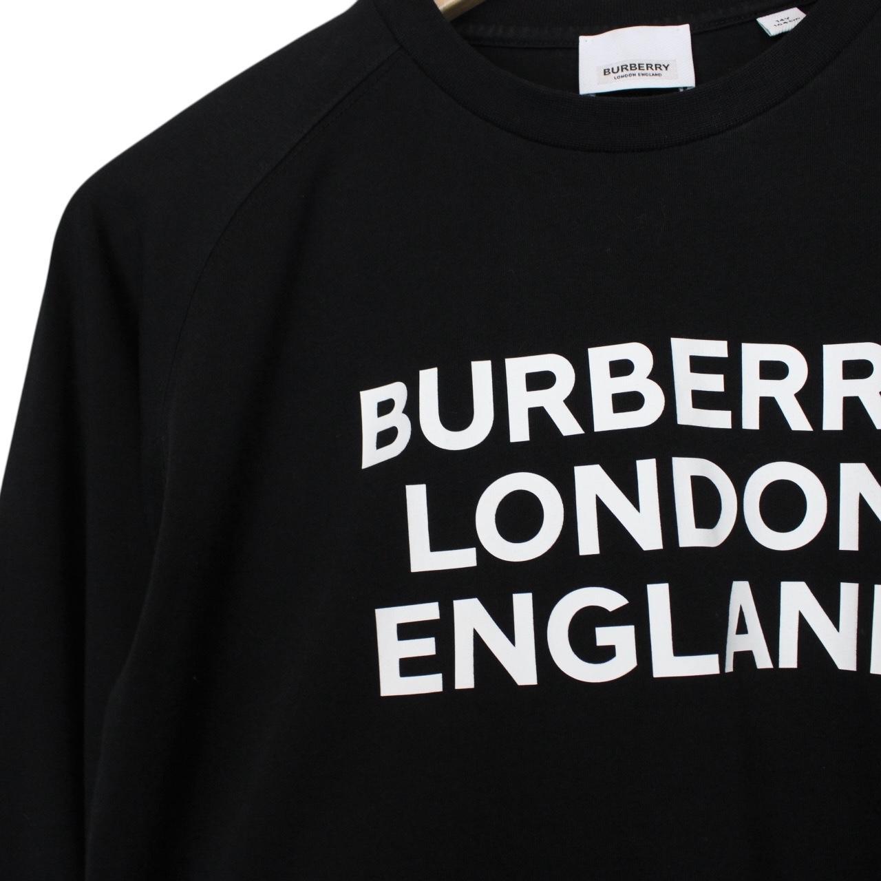 Burberry Black and White Logo Print Long Sleeve Cotton T-Shirt