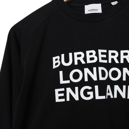 Burberry Black and White Logo Print Long Sleeve Cotton T-Shirt