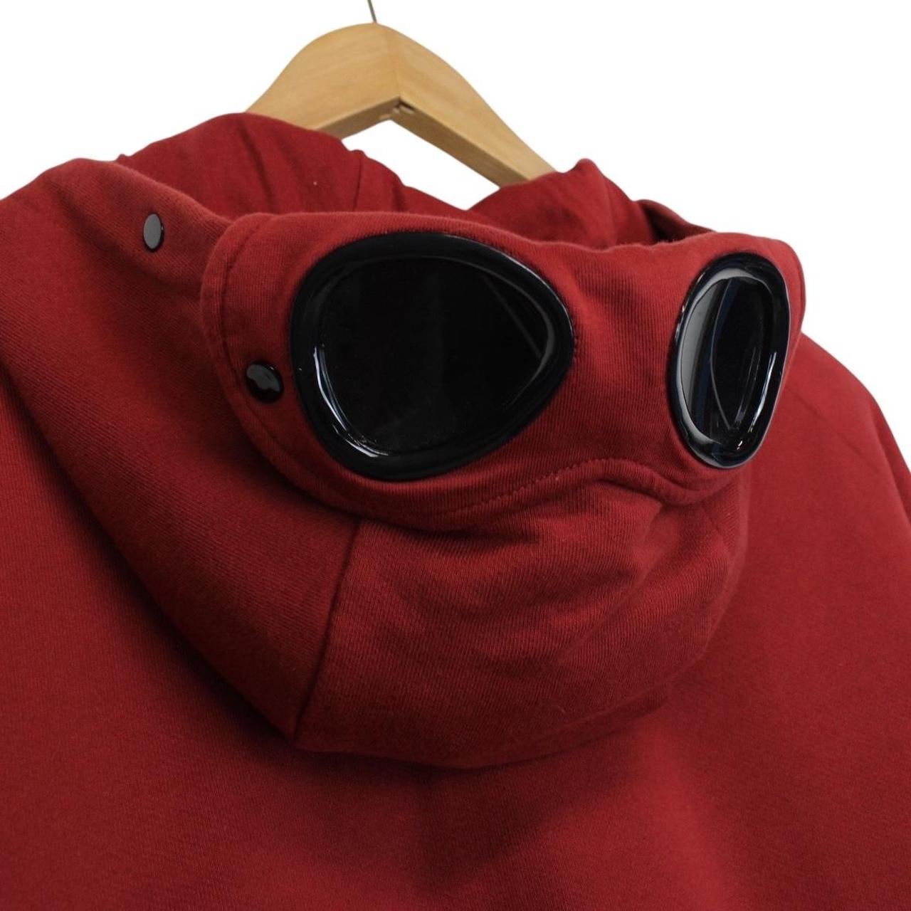CP Company Burgundy Cotton Full Zip Goggle Hoodie Jumper