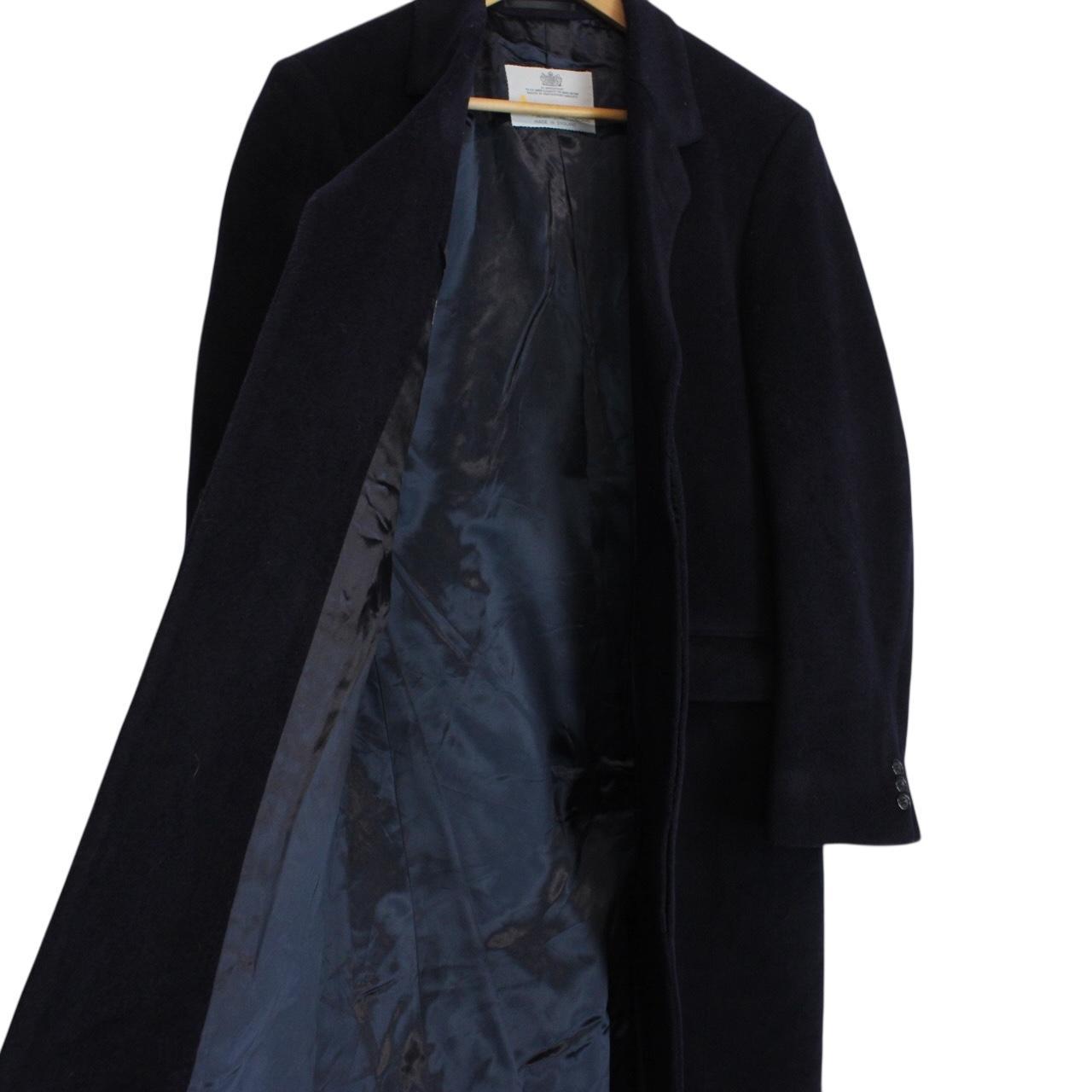 Vintage 80s Aquascutum Navy Blue Virgin Wool Overcoat