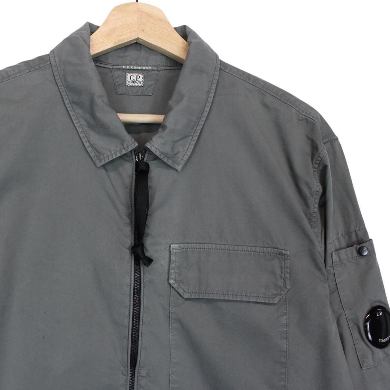 CP Company Grey Full Zip Cotton Lens Overshirt Jacket