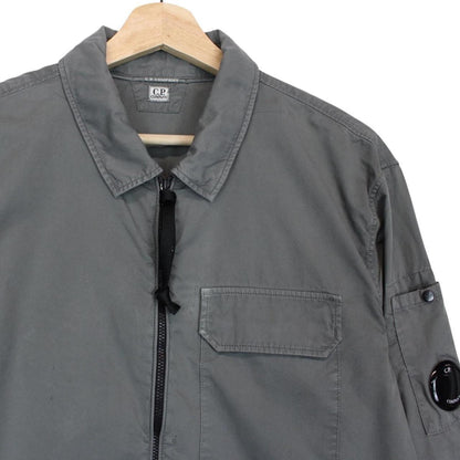 CP Company Grey Full Zip Cotton Lens Overshirt Jacket
