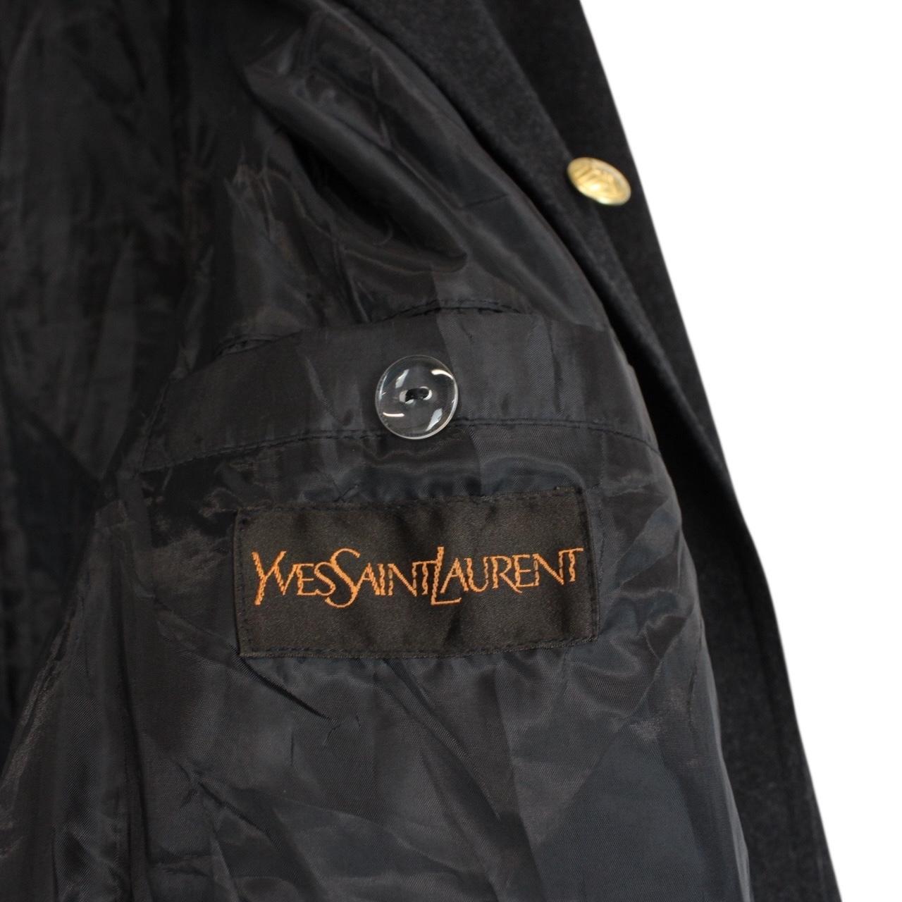 Vintage 90s Yves Saint Laurent Grey Virgin Wool Blend Coat