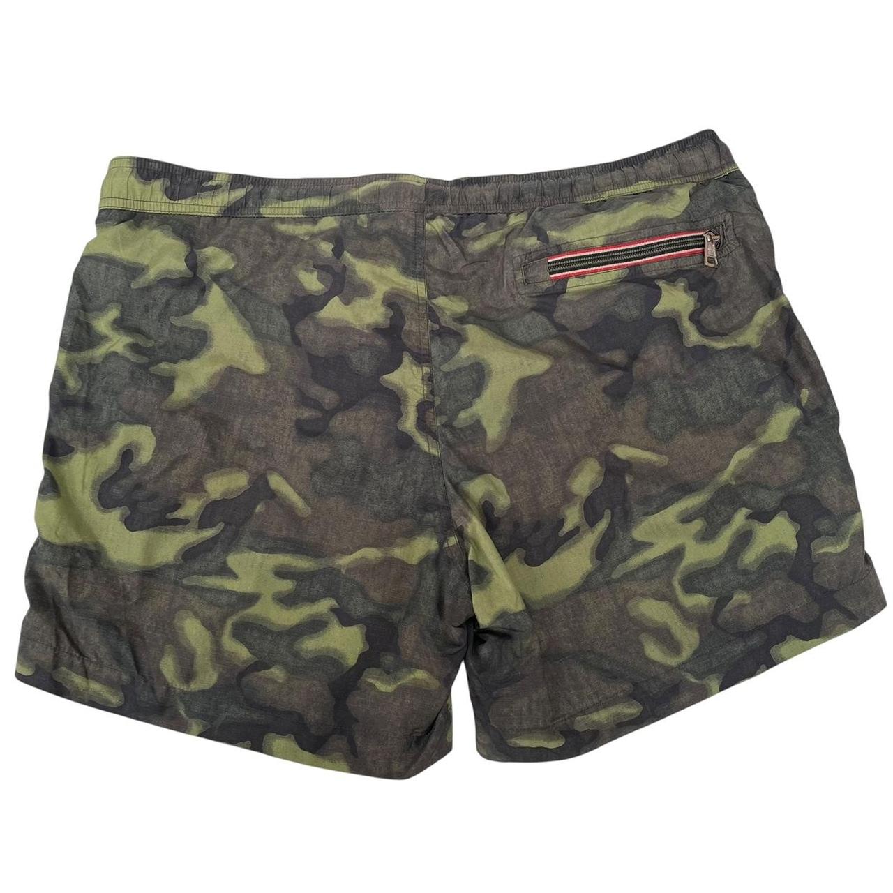 Moncler Green Camoflauge Print Nylon Swim Shorts