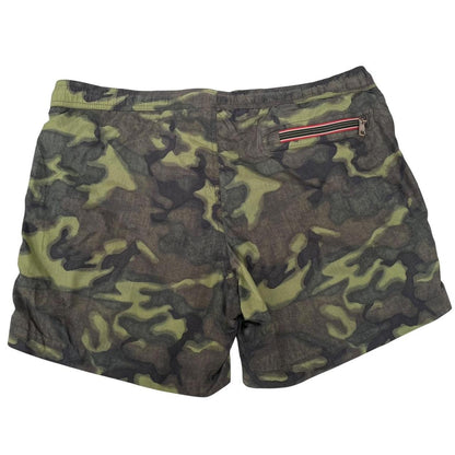 Moncler Green Camoflauge Print Nylon Swim Shorts
