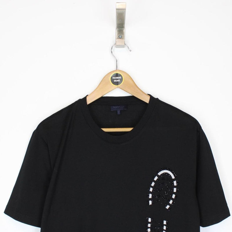 Lanvin Black and White Short Sleeve Footprint T-Shirt