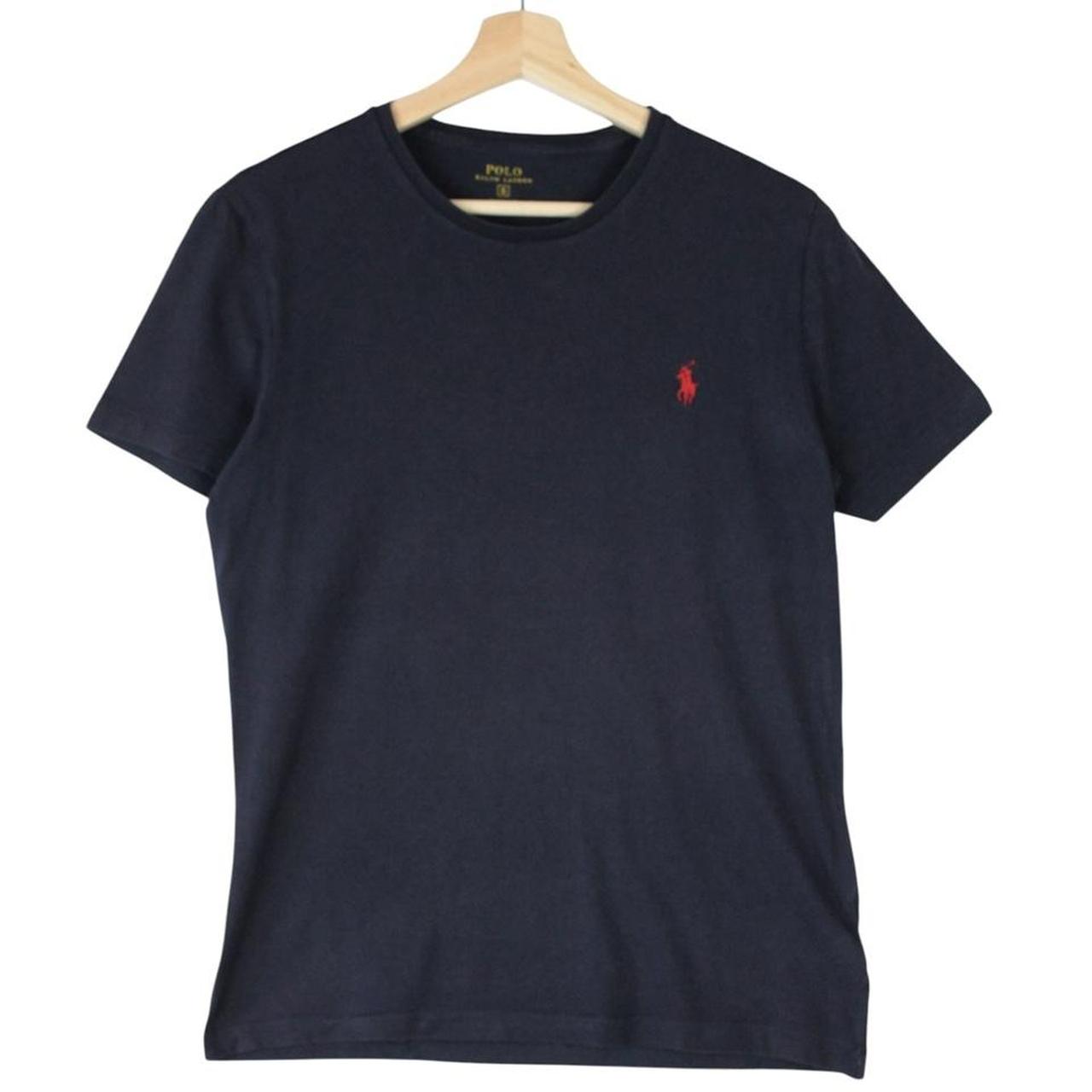 Polo Ralph Lauren navy blue short sleeve cotton t-shirt with pocket and logo.