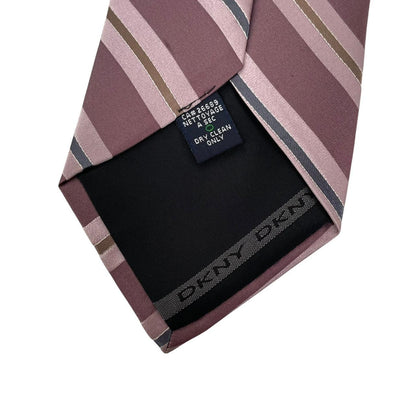 Vintage DKNY Mauve Pink Striped Silk Tie