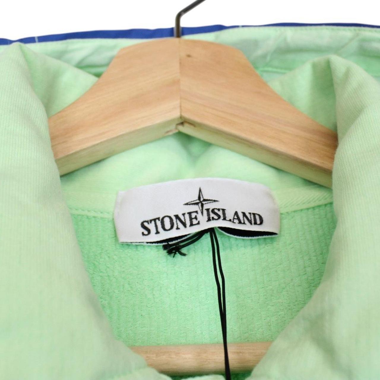 Stone Island Marina SS 2023 Light Green Plated Dyed Cotton Nylon Hoodie Jumper