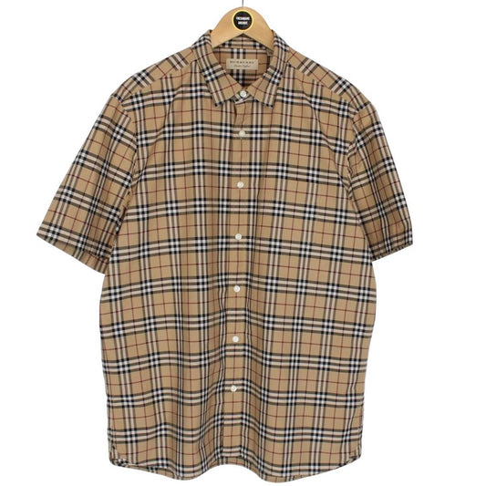 Burberry London Tan Brown Nova Check Short Sleeve Cotton Shirt