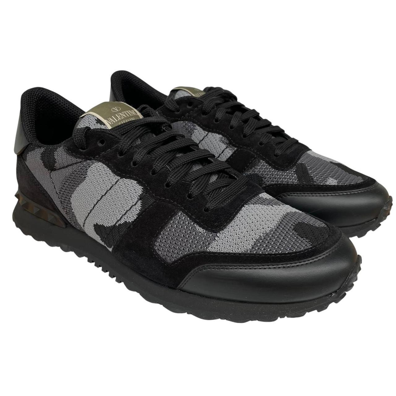 Valentino Garavani Rockrunner Black and Grey Mesh Camouflage Trainers