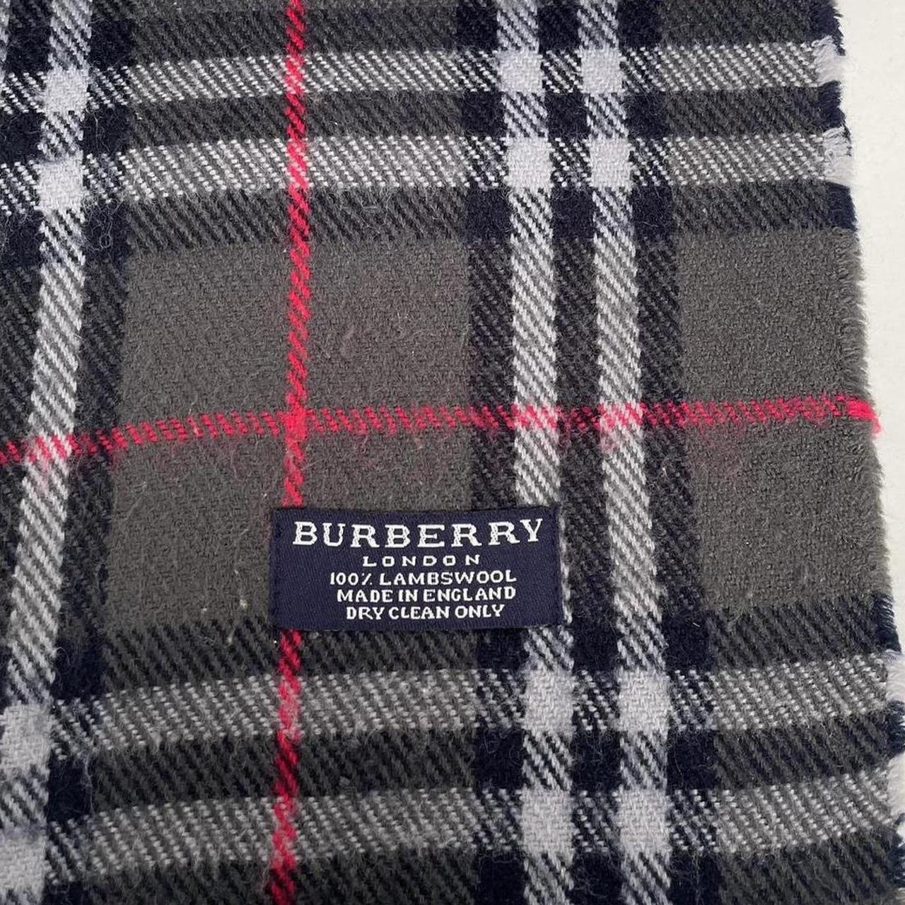 Vintage 90s Burberry Dark Grey Nova Check Lambswool Scarf