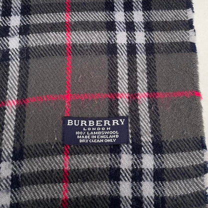 Vintage 90s Burberry Dark Grey Nova Check Lambswool Scarf