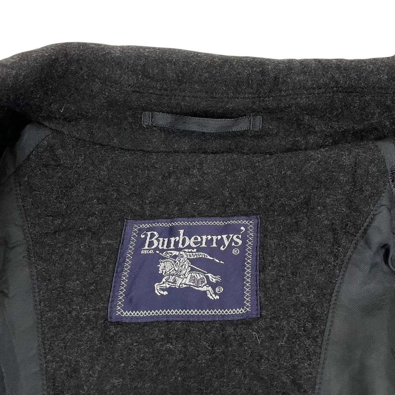 Vintage 90s Burberry Dark Grey Wool Nova Check Overcoat