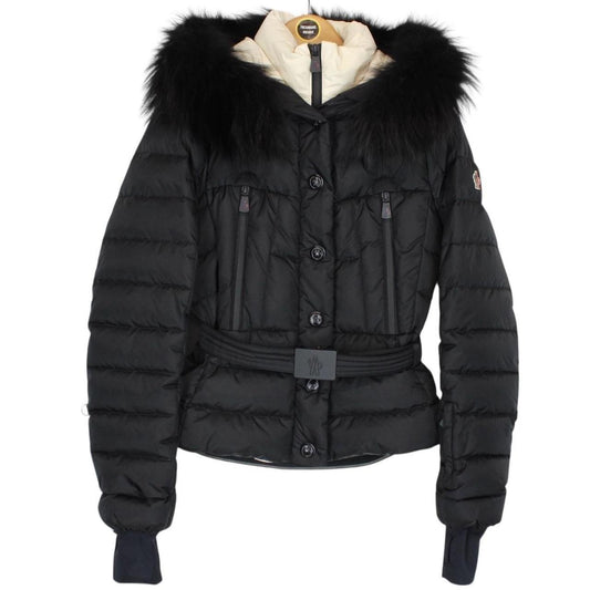 Moncler Grenoble Beverley Black Fur Hooded Belted Down Ski Jacket