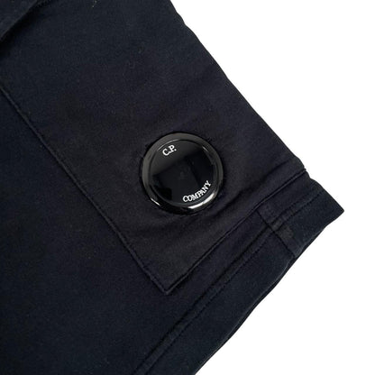 CP Company Navy Blue Cotton Micro Lens Fleece Jogger Shorts
